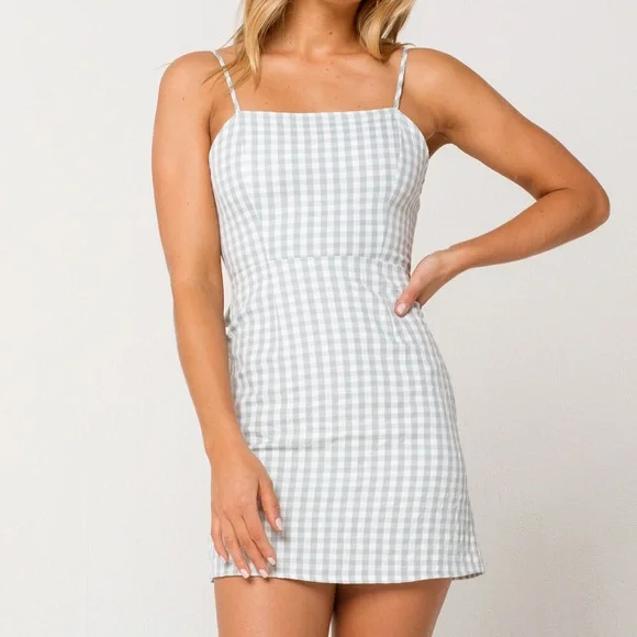 slim fit dress slacks Ellie Dress in Green Gingham – Elizabeth Ackerman Designs, LLC main image 0